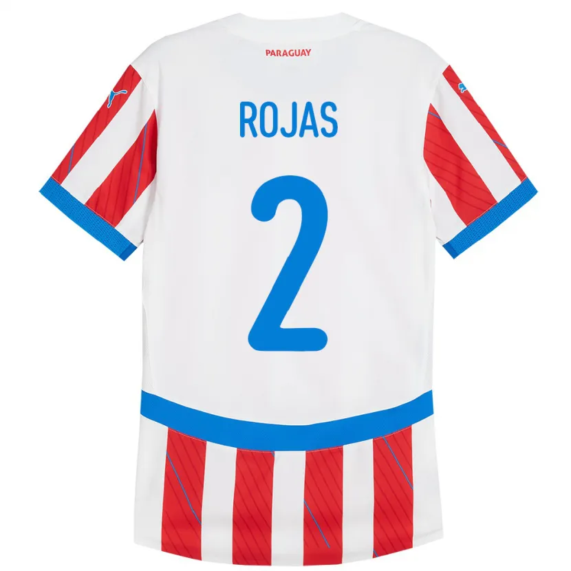 Danxen Niño Camiseta Paraguay Robert Rojas #2 Blanco Rojo 1ª Equipación 24-26 La Camisa