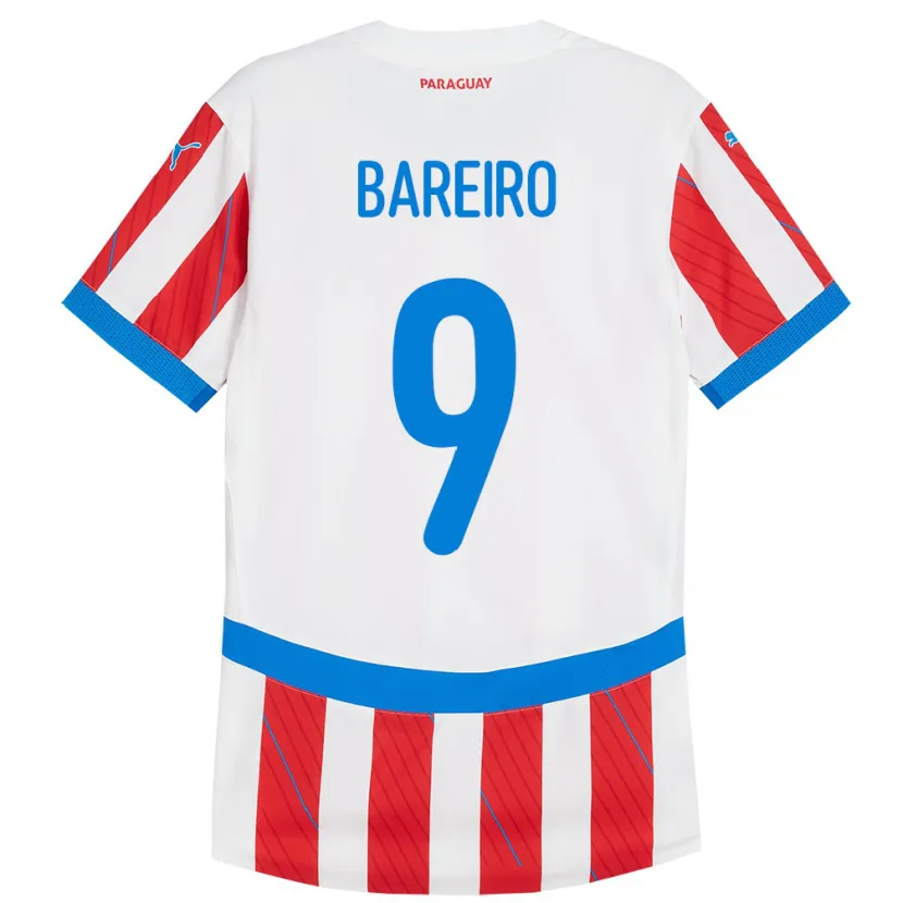Danxen Niño Camiseta Paraguay Adam Bareiro #9 Blanco Rojo 1ª Equipación 24-26 La Camisa