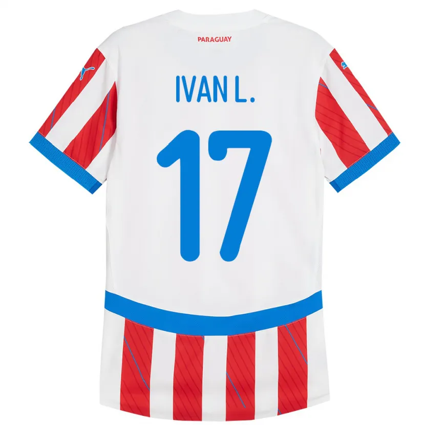 Danxen Niño Camiseta Paraguay Iván Leguizamón #17 Blanco Rojo 1ª Equipación 24-26 La Camisa