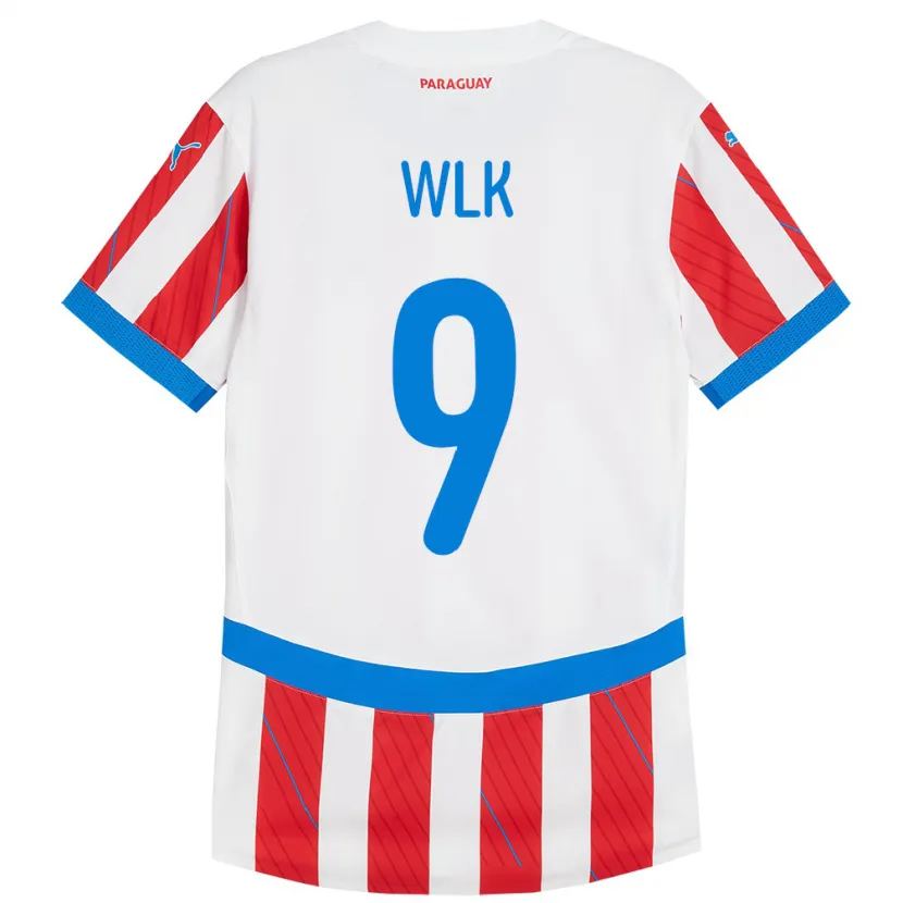 Danxen Niño Camiseta Paraguay Allan Wlk #9 Blanco Rojo 1ª Equipación 24-26 La Camisa
