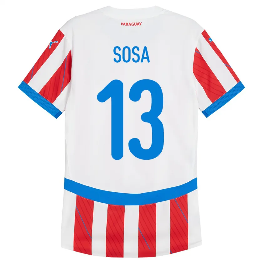Danxen Niño Camiseta Paraguay Alex Sosa #13 Blanco Rojo 1ª Equipación 24-26 La Camisa