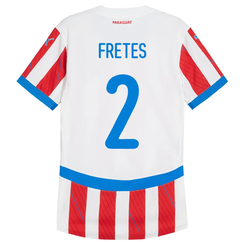 Danxen Niño Camiseta Paraguay Limpia Fretes #2 Blanco Rojo 1ª Equipación 24-26 La Camisa