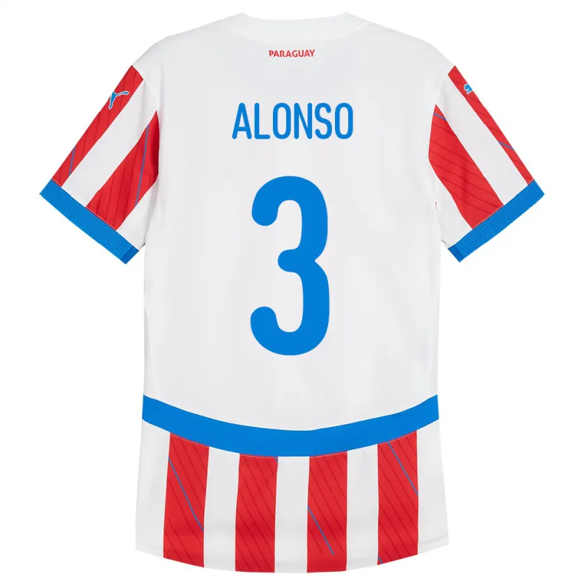 Danxen Niño Camiseta Paraguay Lorena Alonso #3 Blanco Rojo 1ª Equipación 24-26 La Camisa