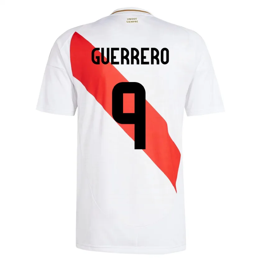 Danxen Niño Camiseta Perú Paolo Guerrero #9 Blanco 1ª Equipación 24-26 La Camisa
