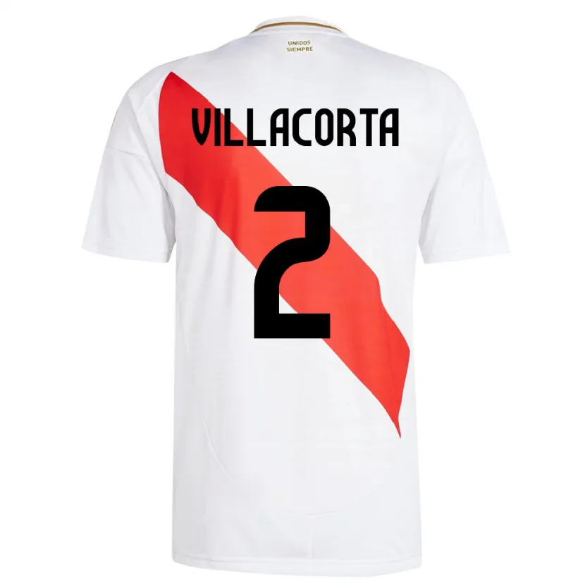 Danxen Niño Camiseta Perú Anderson Villacorta #2 Blanco 1ª Equipación 24-26 La Camisa