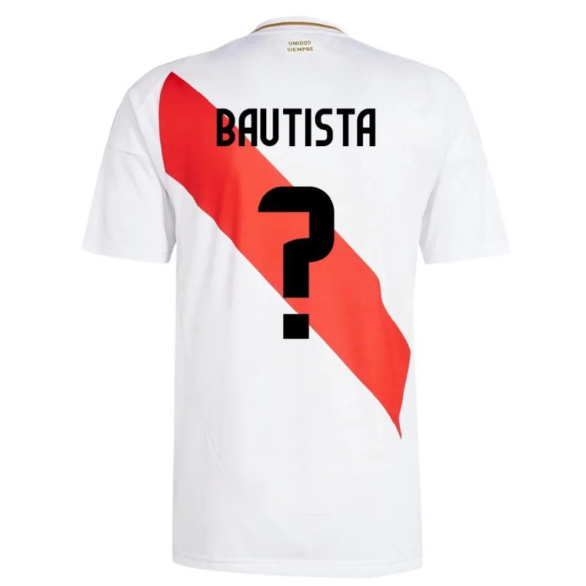 Danxen Niño Camiseta Perú César Bautista #0 Blanco 1ª Equipación 24-26 La Camisa