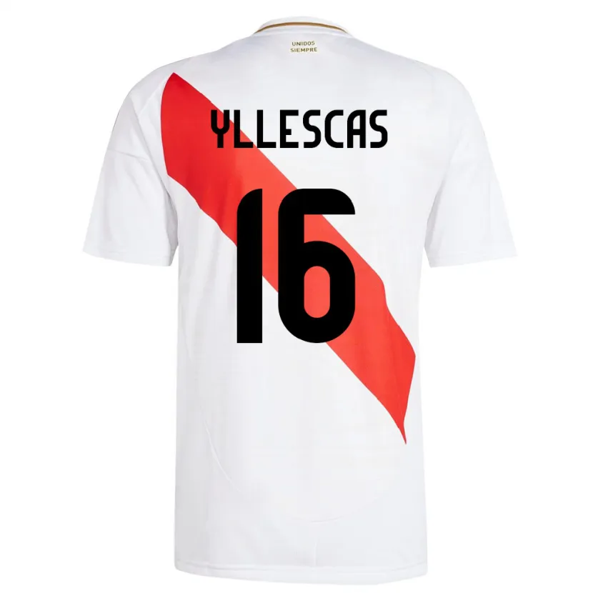 Danxen Niño Camiseta Perú Jhosenffer Yllescas #16 Blanco 1ª Equipación 24-26 La Camisa