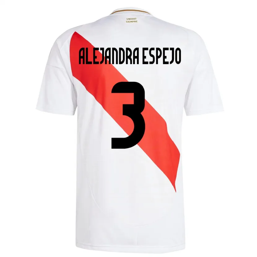 Danxen Niño Camiseta Perú María Alejandra Espejo #3 Blanco 1ª Equipación 24-26 La Camisa