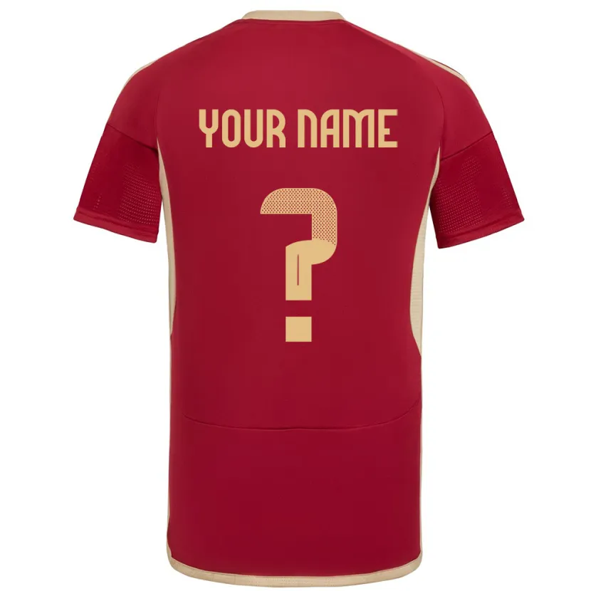 Danxen Niño Camiseta Venezuela Su Nombre #0 Borgoña 1ª Equipación 24-26 La Camisa