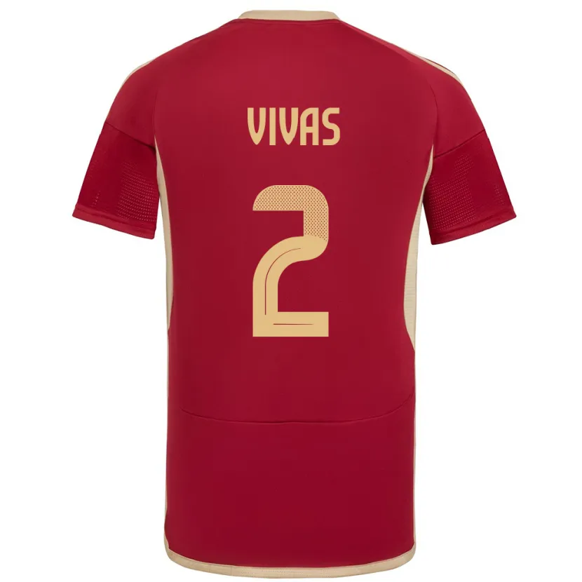 Danxen Niño Camiseta Venezuela Carlos Vivas #2 Borgoña 1ª Equipación 24-26 La Camisa