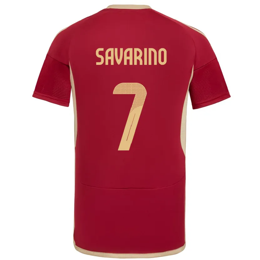 Danxen Niño Camiseta Venezuela Jefferson Savarino #7 Borgoña 1ª Equipación 24-26 La Camisa