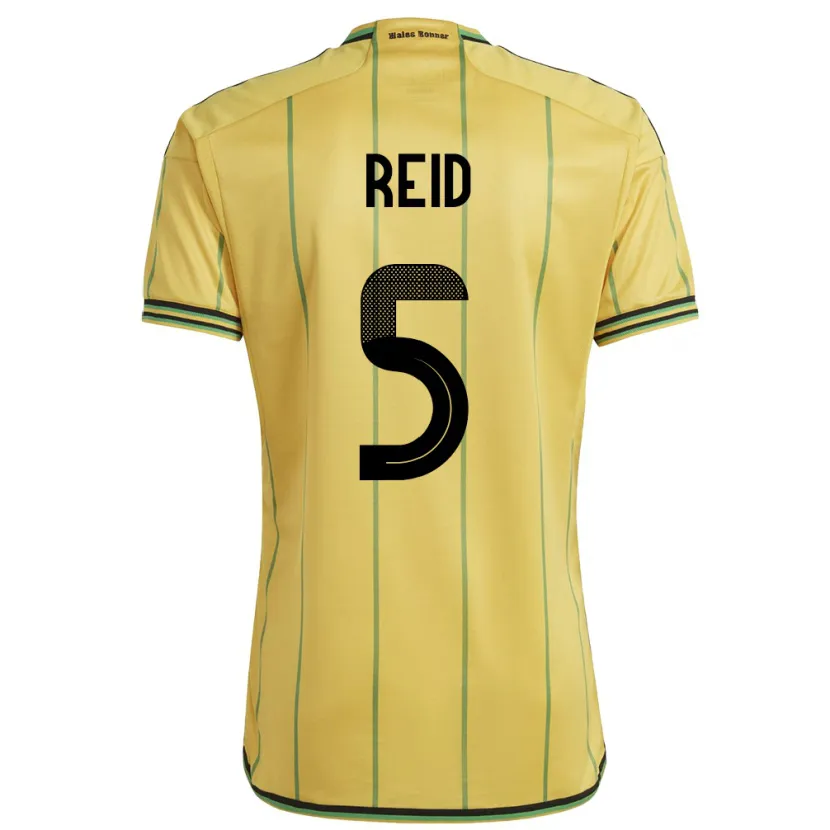 Danxen Niño Camiseta Jamaica Adrian Reid #5 Amarillo 1ª Equipación 24-26 La Camisa
