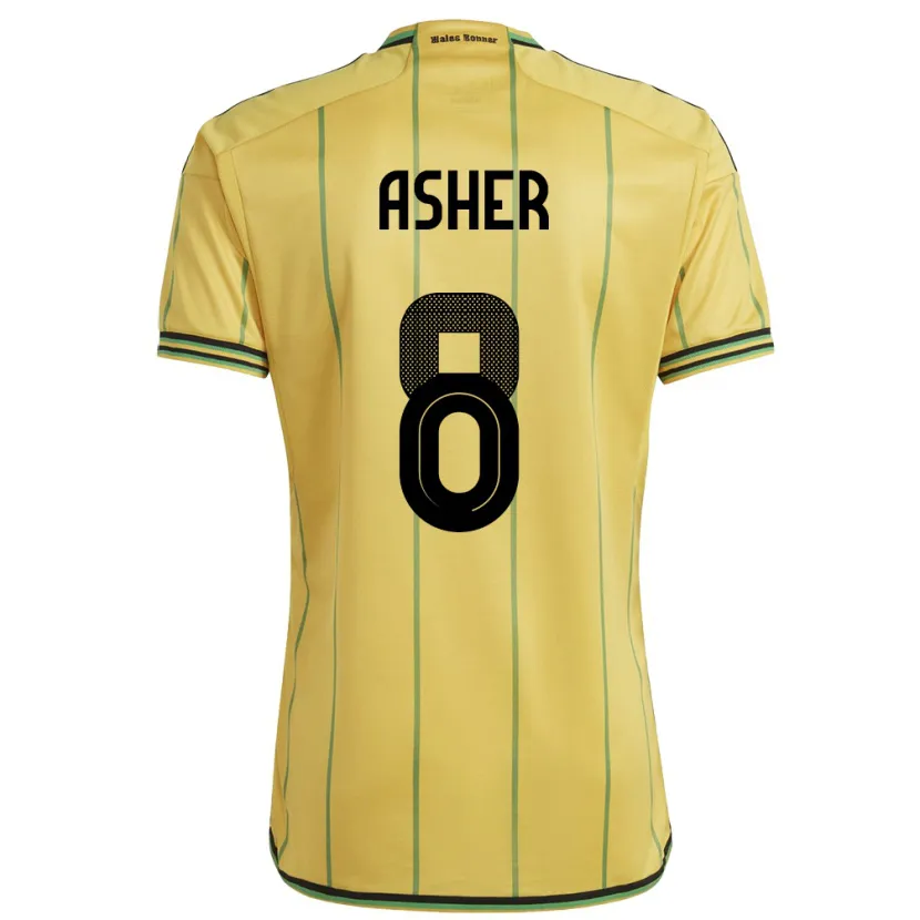 Danxen Niño Camiseta Jamaica Chinyelu Asher #8 Amarillo 1ª Equipación 24-26 La Camisa