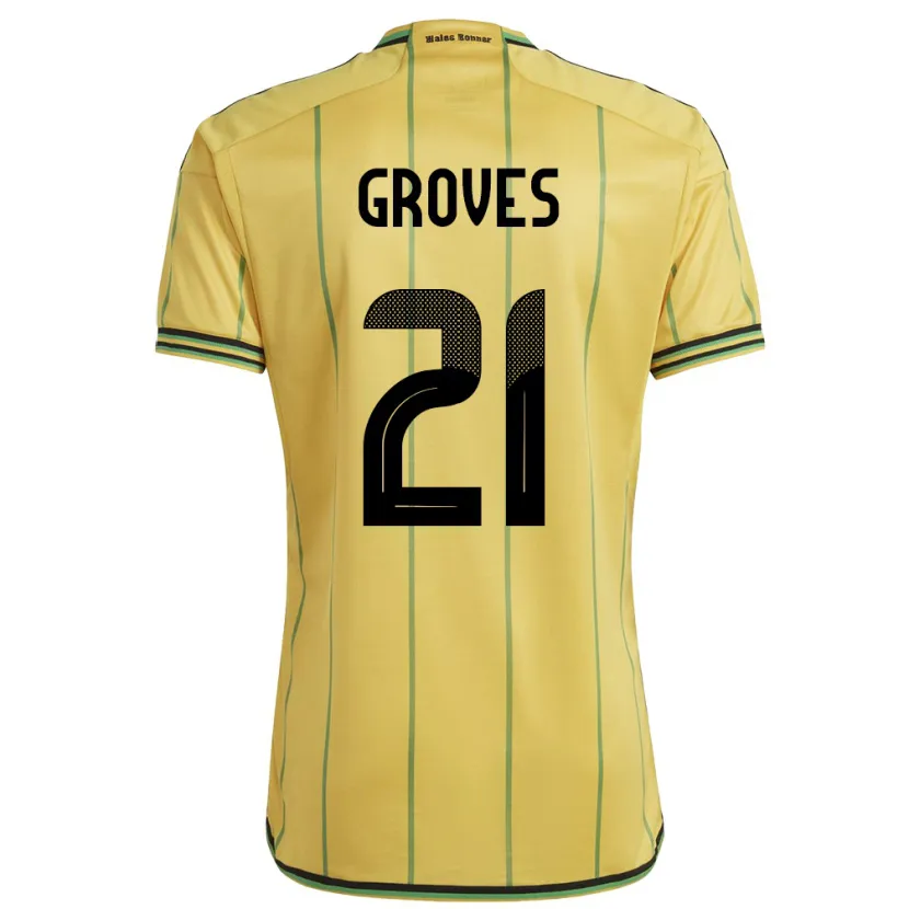 Danxen Niño Camiseta Jamaica Isreala Groves #21 Amarillo 1ª Equipación 24-26 La Camisa