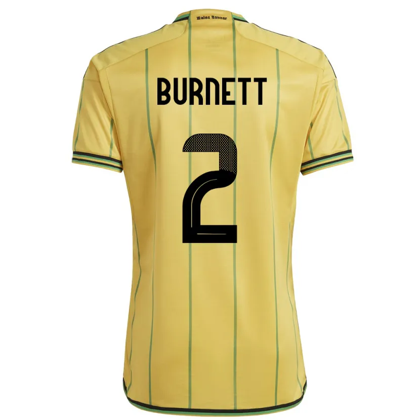 Danxen Niño Camiseta Jamaica Theanna Burnett #2 Amarillo 1ª Equipación 24-26 La Camisa