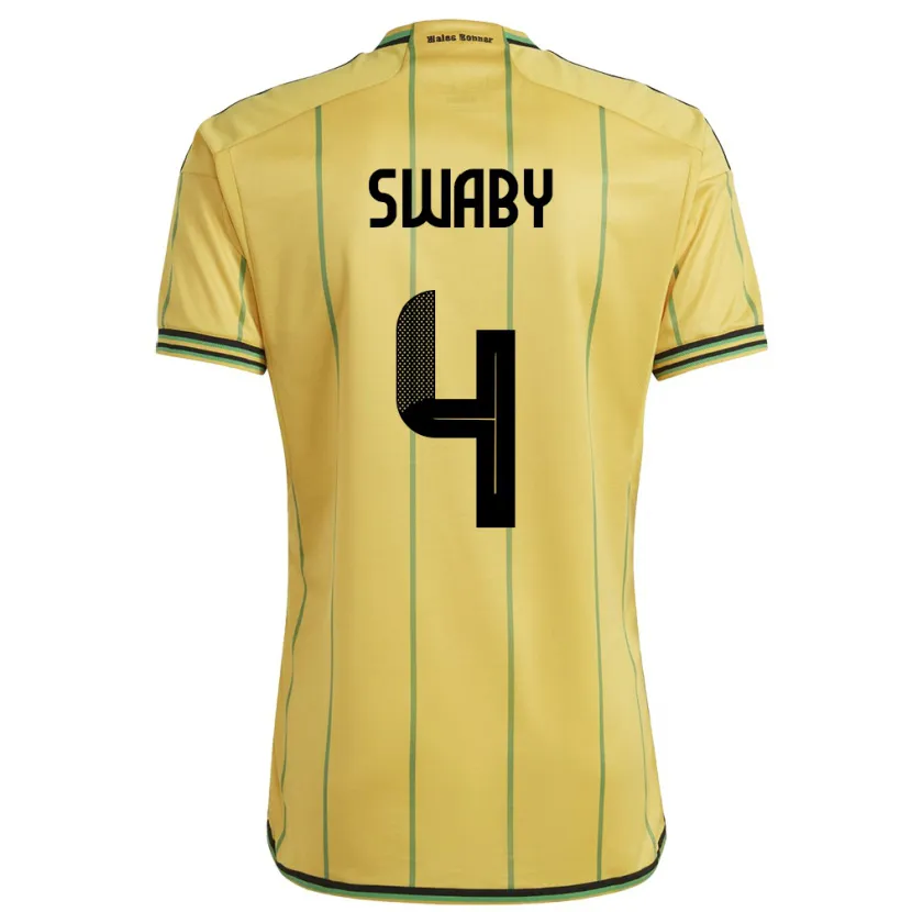 Danxen Niño Camiseta Jamaica Chantelle Swaby #4 Amarillo 1ª Equipación 24-26 La Camisa