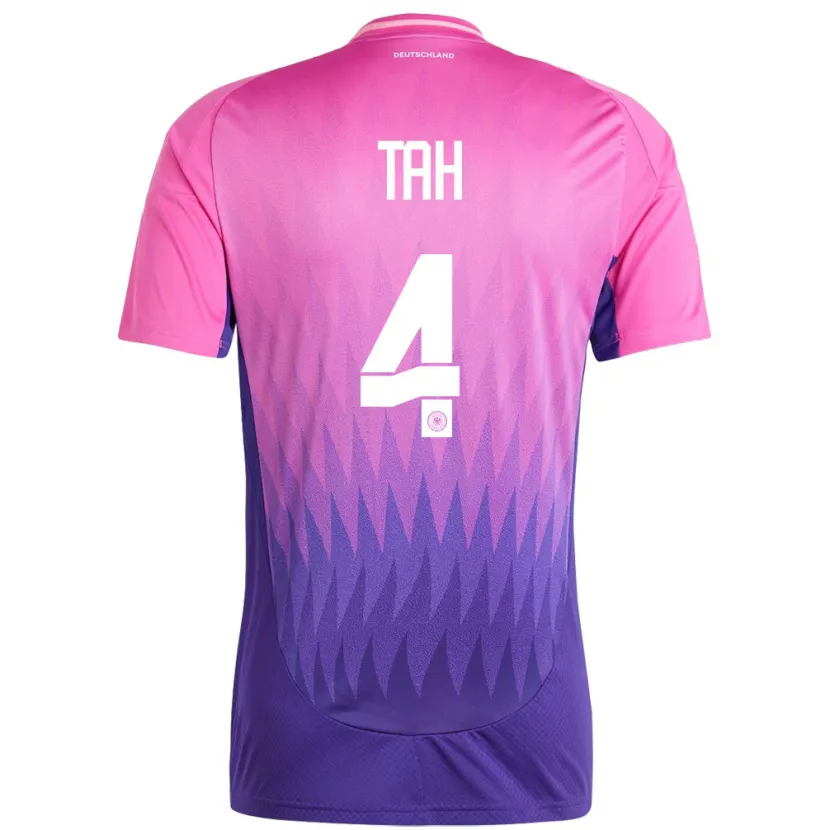 Danxen Niño Camiseta Alemania Jonathan Tah #4 Rosado Morado 2ª Equipación 24-26 La Camisa