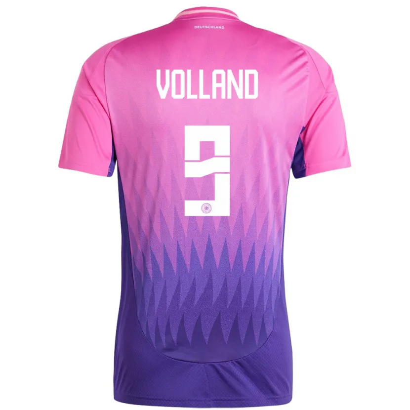 Danxen Niño Camiseta Alemania Kevin Volland #9 Rosado Morado 2ª Equipación 24-26 La Camisa