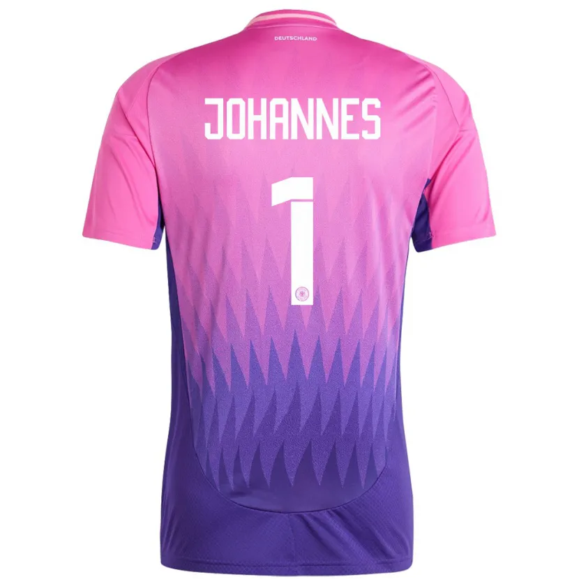 Danxen Niño Camiseta Alemania Stina Johannes #1 Rosado Morado 2ª Equipación 24-26 La Camisa