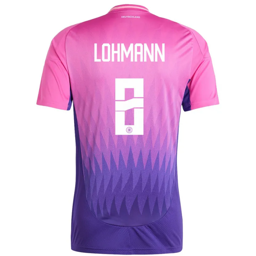 Danxen Niño Camiseta Alemania Sydney Lohmann #8 Rosado Morado 2ª Equipación 24-26 La Camisa
