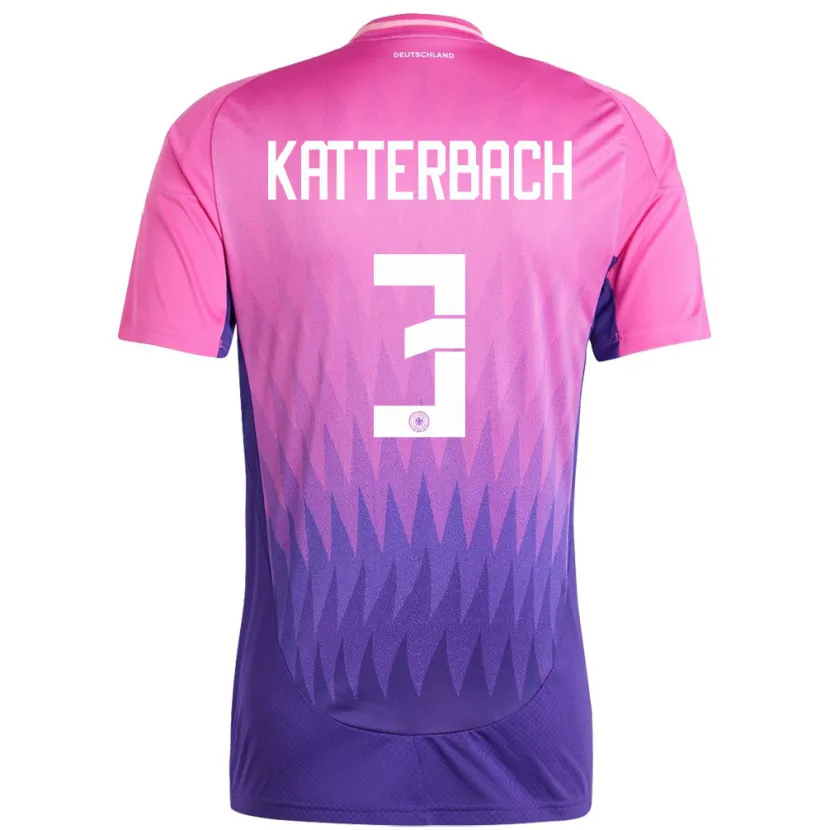 Danxen Niño Camiseta Alemania Noah Katterbach #3 Rosado Morado 2ª Equipación 24-26 La Camisa
