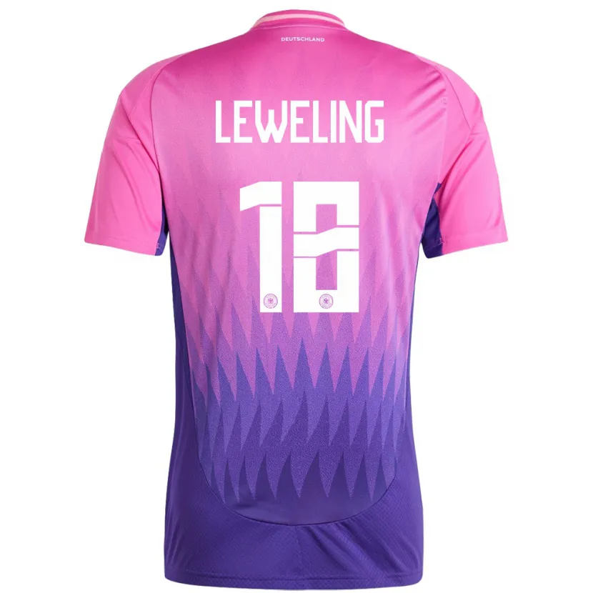 Danxen Niño Camiseta Alemania Jamie Leweling #18 Rosado Morado 2ª Equipación 24-26 La Camisa