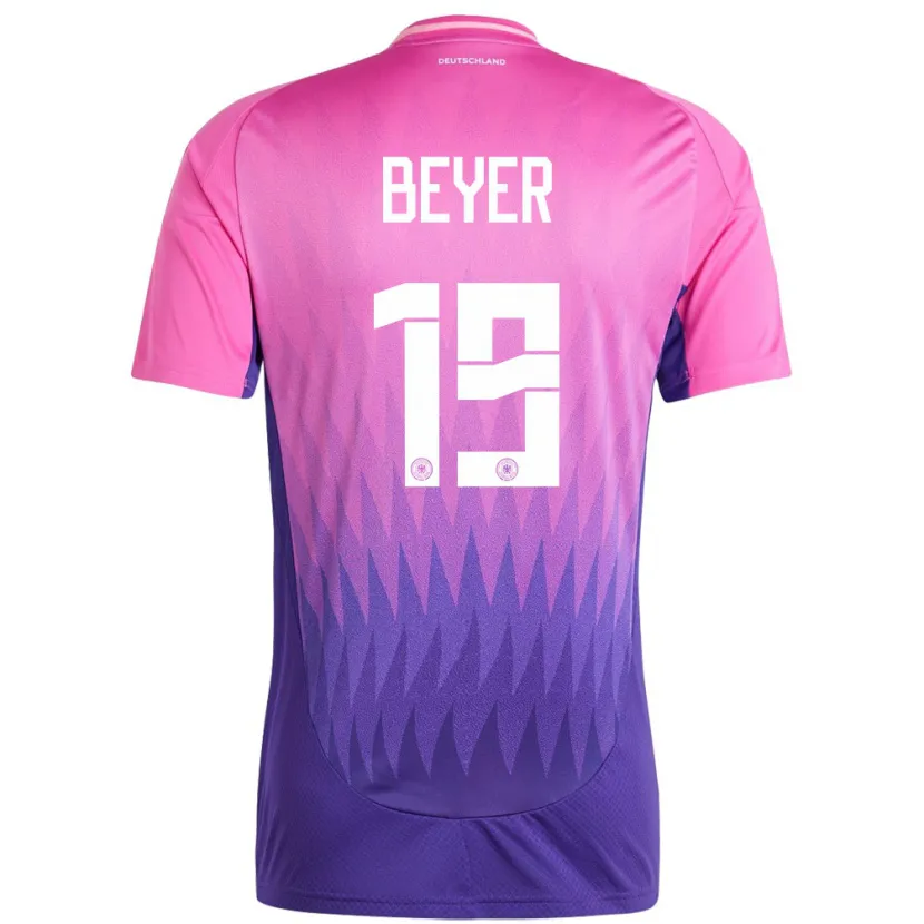 Danxen Niño Camiseta Alemania Jordan Beyer #19 Rosado Morado 2ª Equipación 24-26 La Camisa