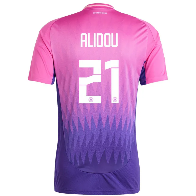 Danxen Niño Camiseta Alemania Faride Alidou #21 Rosado Morado 2ª Equipación 24-26 La Camisa