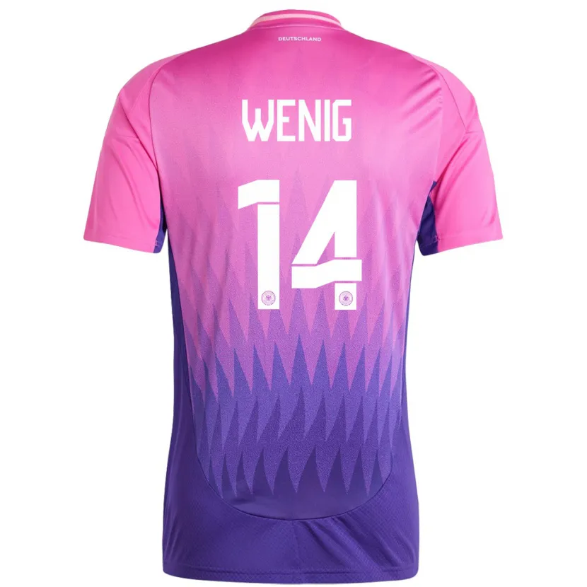 Danxen Niño Camiseta Alemania Marcel Wenig #14 Rosado Morado 2ª Equipación 24-26 La Camisa