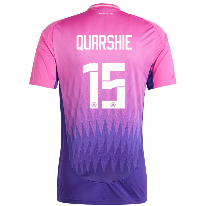 Danxen Niño Camiseta Alemania Joshua Quarshie #15 Rosado Morado 2ª Equipación 24-26 La Camisa