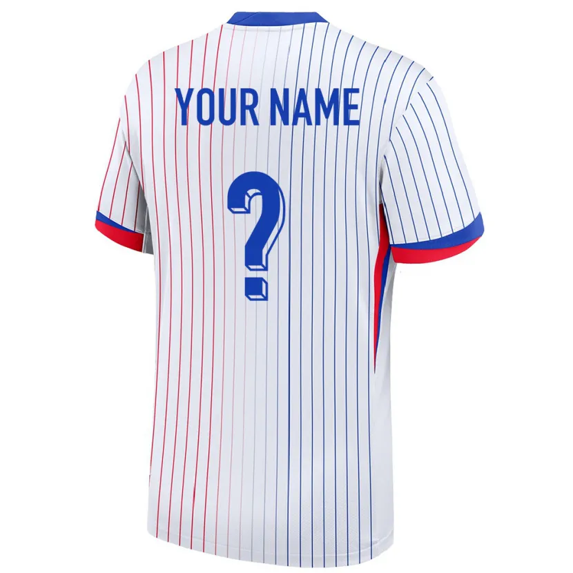 Danxen Niño Camiseta Francia Su Nombre #0 Blanco 2ª Equipación 24-26 La Camisa