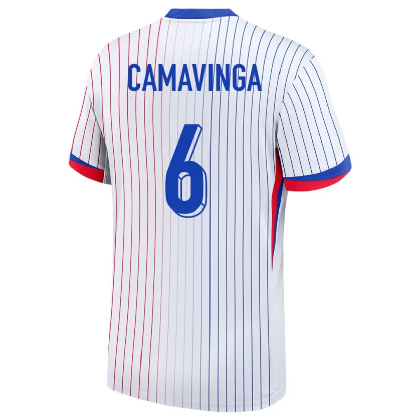 Danxen Niño Camiseta Francia Eduardo Camavinga #6 Blanco 2ª Equipación 24-26 La Camisa