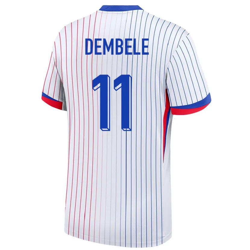 Danxen Niño Camiseta Francia Ousmane Dembele #11 Blanco 2ª Equipación 24-26 La Camisa