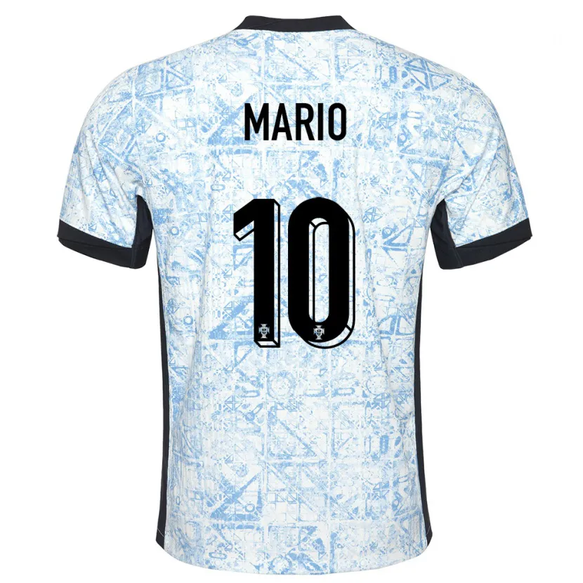 Danxen Niño Camiseta Portugal Joao Mario #10 Crema Azul 2ª Equipación 24-26 La Camisa