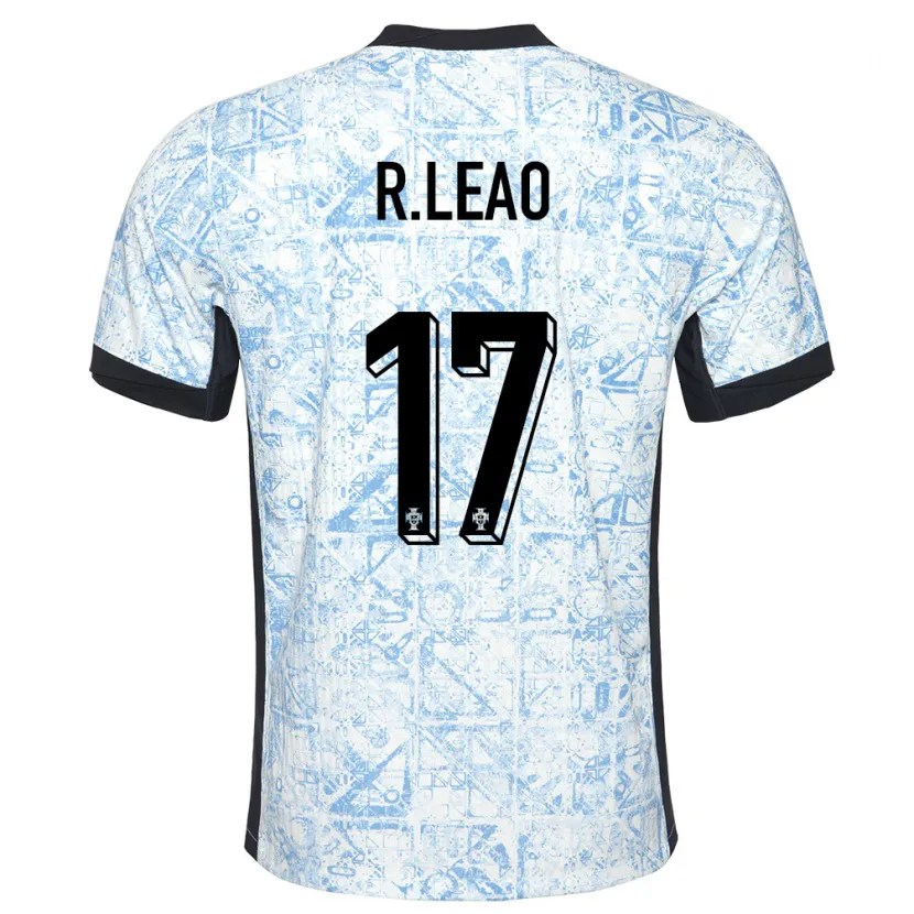 Danxen Niño Camiseta Portugal Rafael Leao #17 Crema Azul 2ª Equipación 24-26 La Camisa