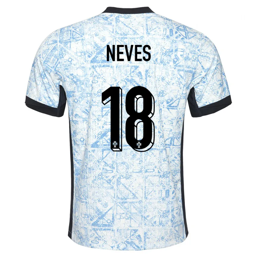 Danxen Niño Camiseta Portugal Ruben Neves #18 Crema Azul 2ª Equipación 24-26 La Camisa