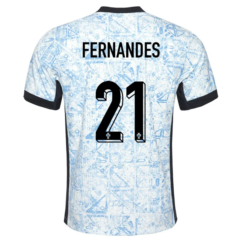Danxen Niño Camiseta Portugal Mateus Fernandes #21 Crema Azul 2ª Equipación 24-26 La Camisa