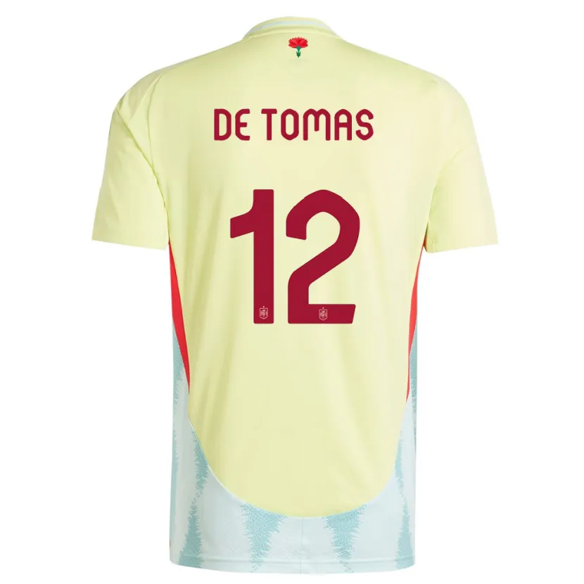 Danxen Niño Camiseta España Raul De Tomas #12 Amarillo 2ª Equipación 24-26 La Camisa