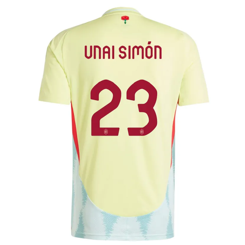 Danxen Niño Camiseta España Unai Simon #23 Amarillo 2ª Equipación 24-26 La Camisa