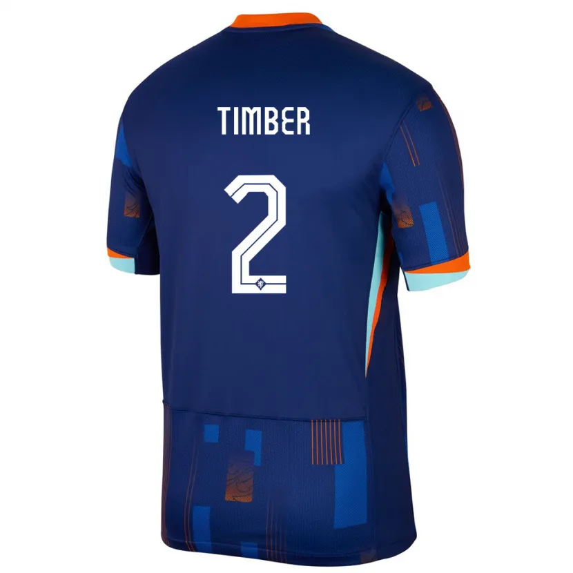Danxen Niño Camiseta Países Bajos Jurrien Timber #2 Azul 2ª Equipación 24-26 La Camisa