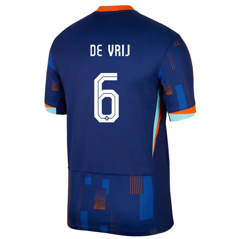 Danxen Niño Camiseta Países Bajos Stefan De Vrij #6 Azul 2ª Equipación 24-26 La Camisa