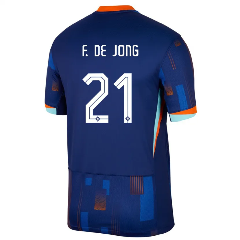 Danxen Niño Camiseta Países Bajos Frenkie De Jong #21 Azul 2ª Equipación 24-26 La Camisa