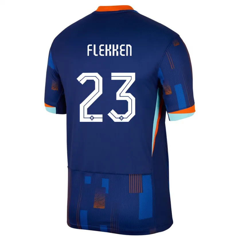 Danxen Niño Camiseta Países Bajos Mark Flekken #23 Azul 2ª Equipación 24-26 La Camisa