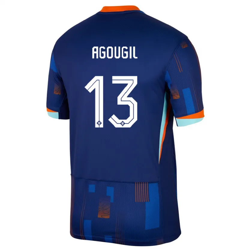 Danxen Niño Camiseta Países Bajos Oualid Agougil #13 Azul 2ª Equipación 24-26 La Camisa