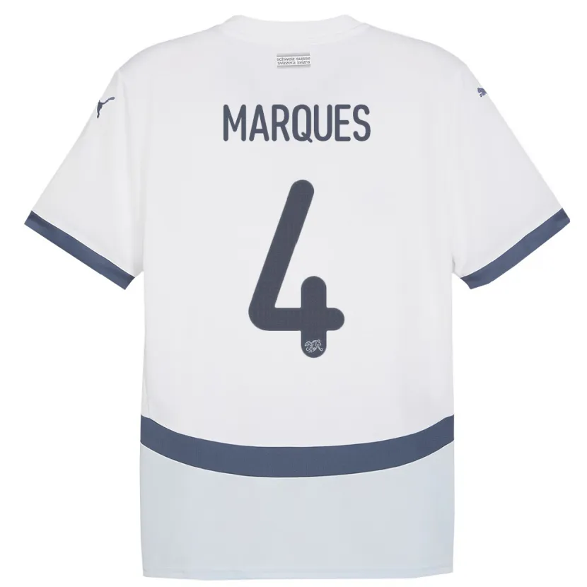 Danxen Niño Camiseta Suiza Christian Marques #4 Blanco 2ª Equipación 24-26 La Camisa