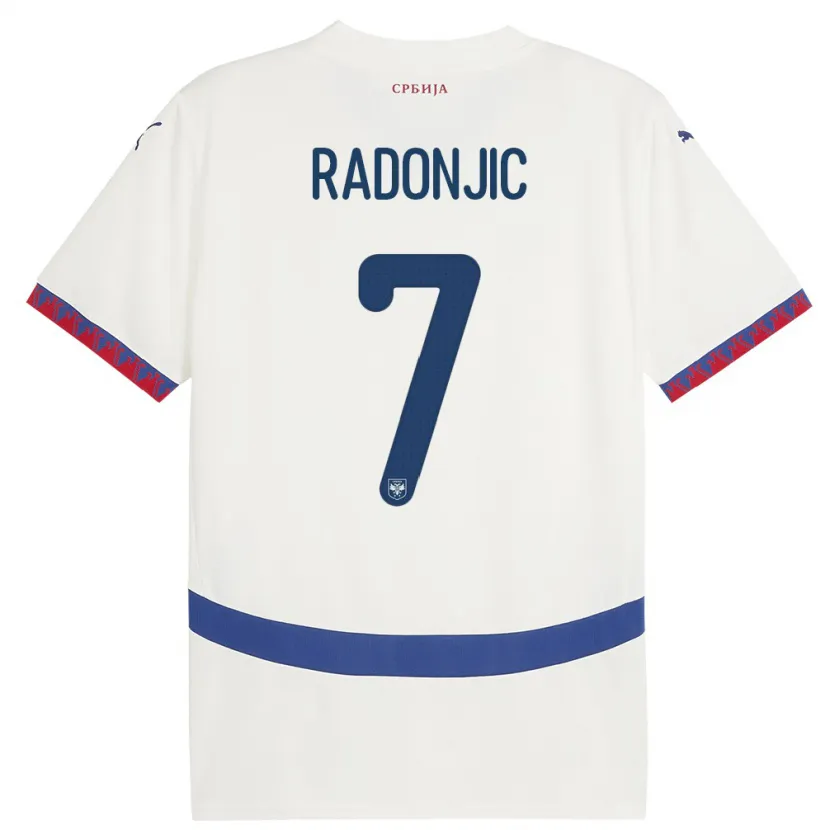 Danxen Niño Camiseta Serbia Nemanja Radonjic #7 Blanco 2ª Equipación 24-26 La Camisa