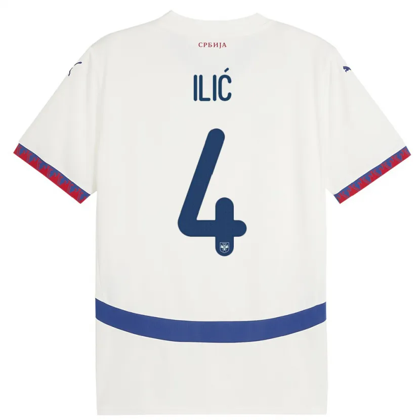 Danxen Niño Camiseta Serbia Marija Ilic #4 Blanco 2ª Equipación 24-26 La Camisa