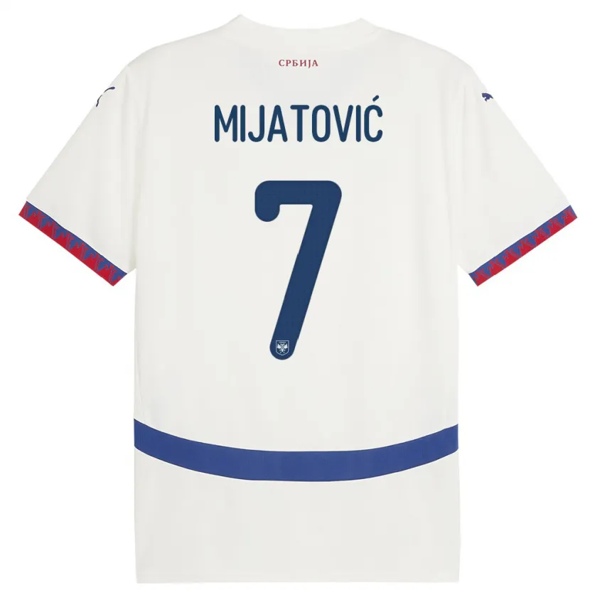 Danxen Niño Camiseta Serbia Milica Mijatovic #7 Blanco 2ª Equipación 24-26 La Camisa