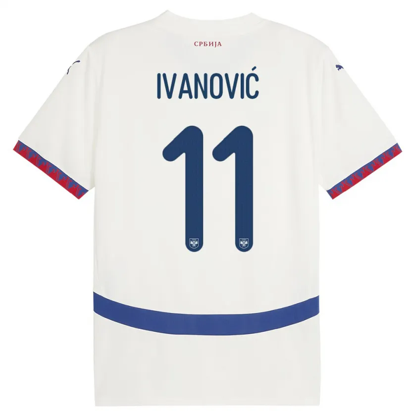 Danxen Niño Camiseta Serbia Miljana Ivanovic #11 Blanco 2ª Equipación 24-26 La Camisa