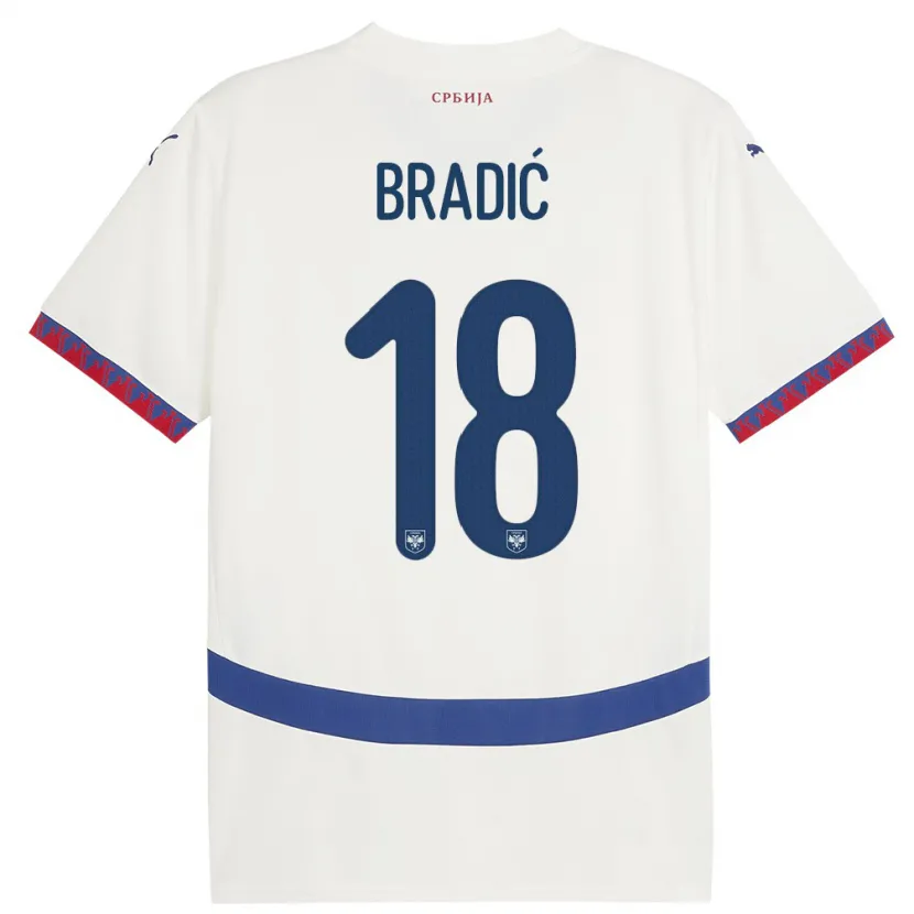 Danxen Niño Camiseta Serbia Biljana Bradic #18 Blanco 2ª Equipación 24-26 La Camisa